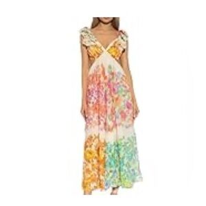 Floral dress with ruffle straps and back tie